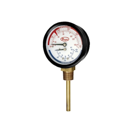 Dwyer Instruments Tridicator gage, range 0-100 psi (0-700 kPa), 1/2" NPT CBM. TRI-100-50